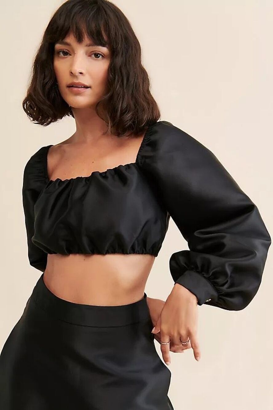 Anthropologie Mare Mare Serene Formal Square Neck Black Sz XS Top